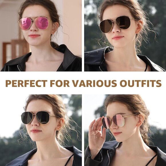 Unisex Aviator Sunglasses Metal Frame Polarized UV400 No-Snag Shades